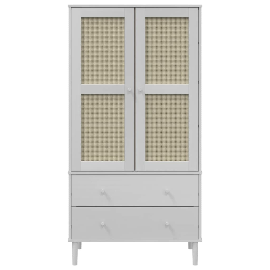 Amboise Elegant Rattan-Effect Wardrobe  Solid Pine Wood