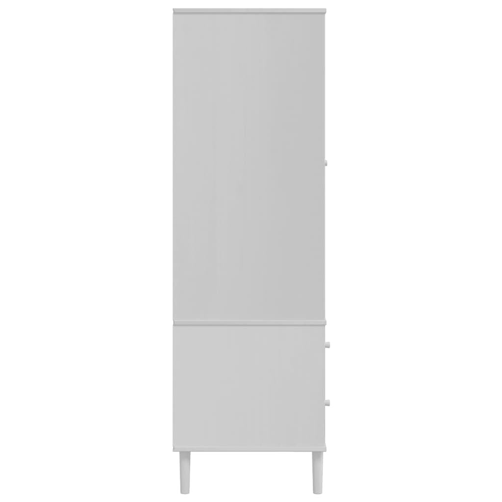 Amboise Elegant Rattan-Effect Wardrobe  Solid Pine Wood