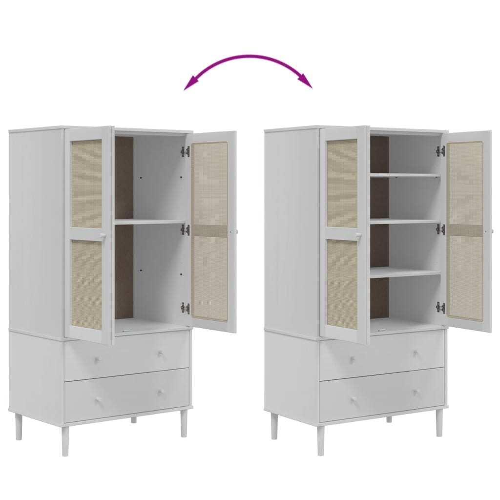 Amboise Elegant Rattan-Effect Wardrobe  Solid Pine Wood