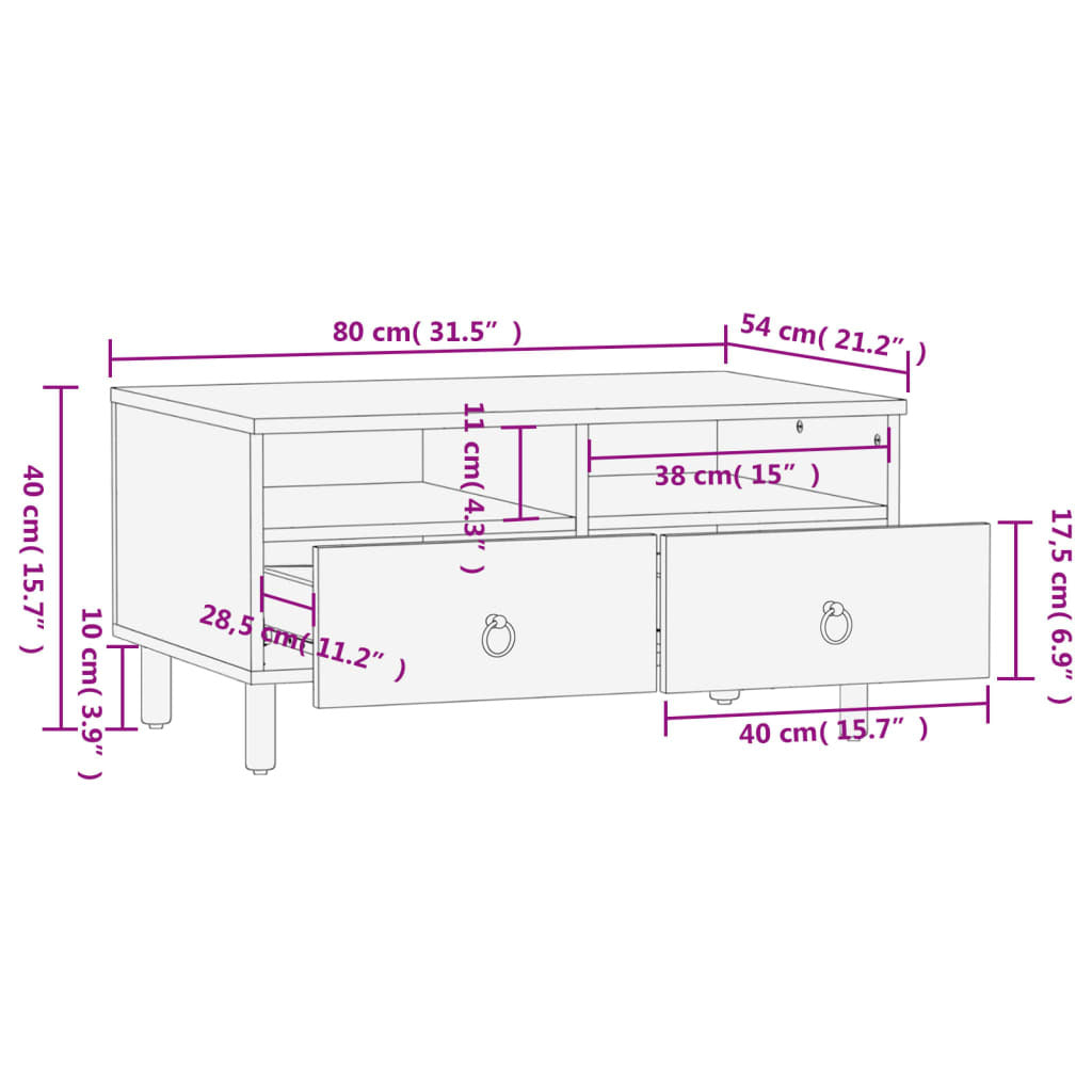 Mafett Elegant Coffee Table Solid Wood Mango  80x54x40 cm
