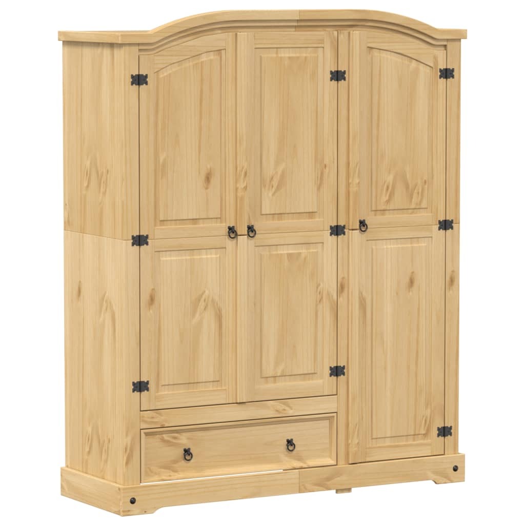 Classic Wooden Corona Wardrobe – 151.5x52x186 cm, Solid Pine Wood Construction