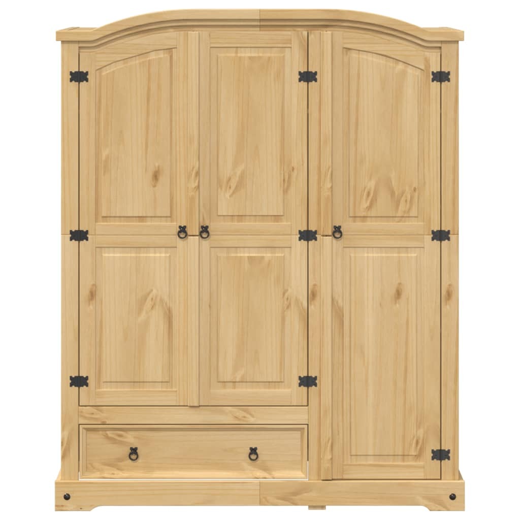 Classic Wooden Corona Wardrobe – 151.5x52x186 cm, Solid Pine Wood Construction