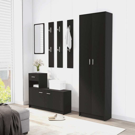 Mafett Black Hallway Wardrobe – 55x25x189 cm, Engineered Wood