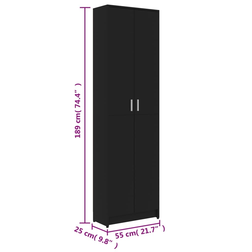 Mafett Black Hallway Wardrobe – 55x25x189 cm, Engineered Wood
