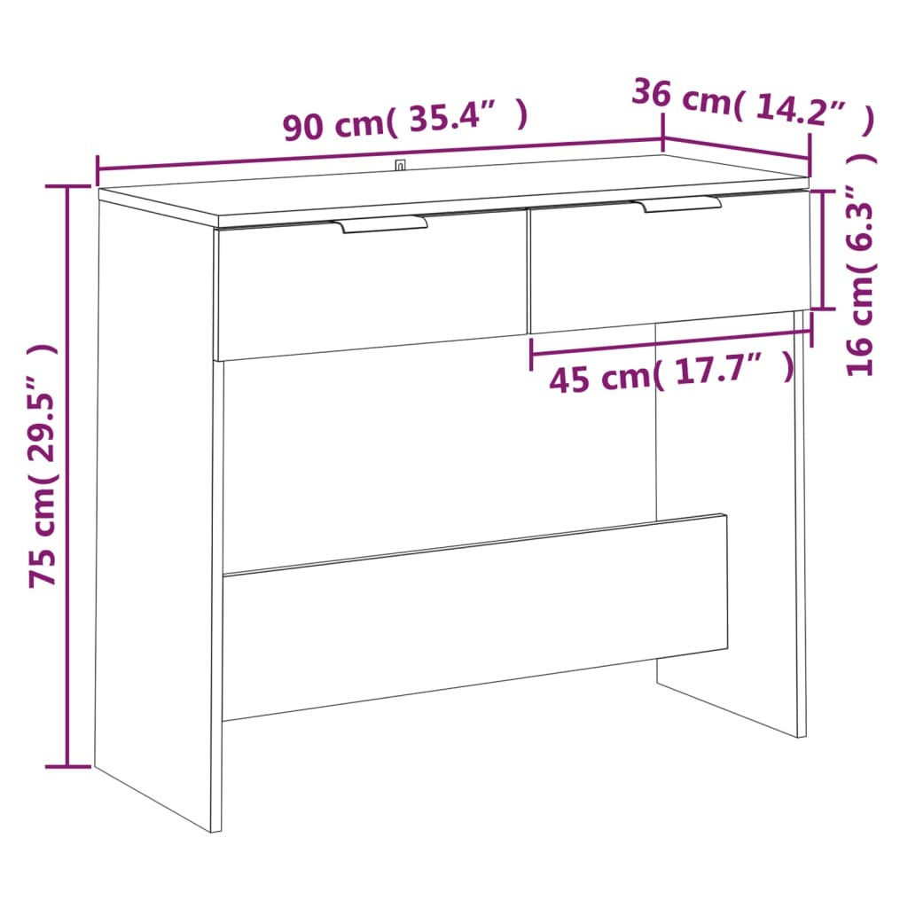 Mafett Console Table Black 90x36x75 cm Engineered Wood