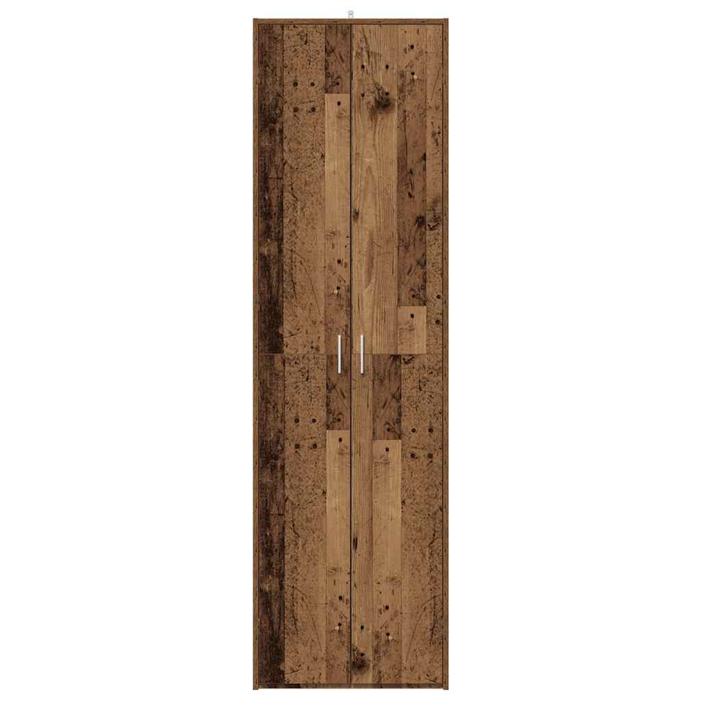 Mafett Hallway Wardrobe – Rustic Old Wood Finish, 55x25x189 cm, Premium Engineered Wood