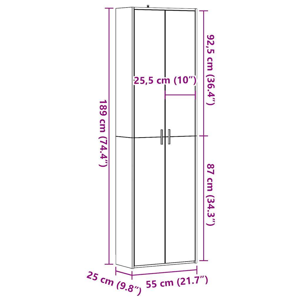 Mafett Hallway Wardrobe – Rustic Old Wood Finish, 55x25x189 cm, Premium Engineered Wood
