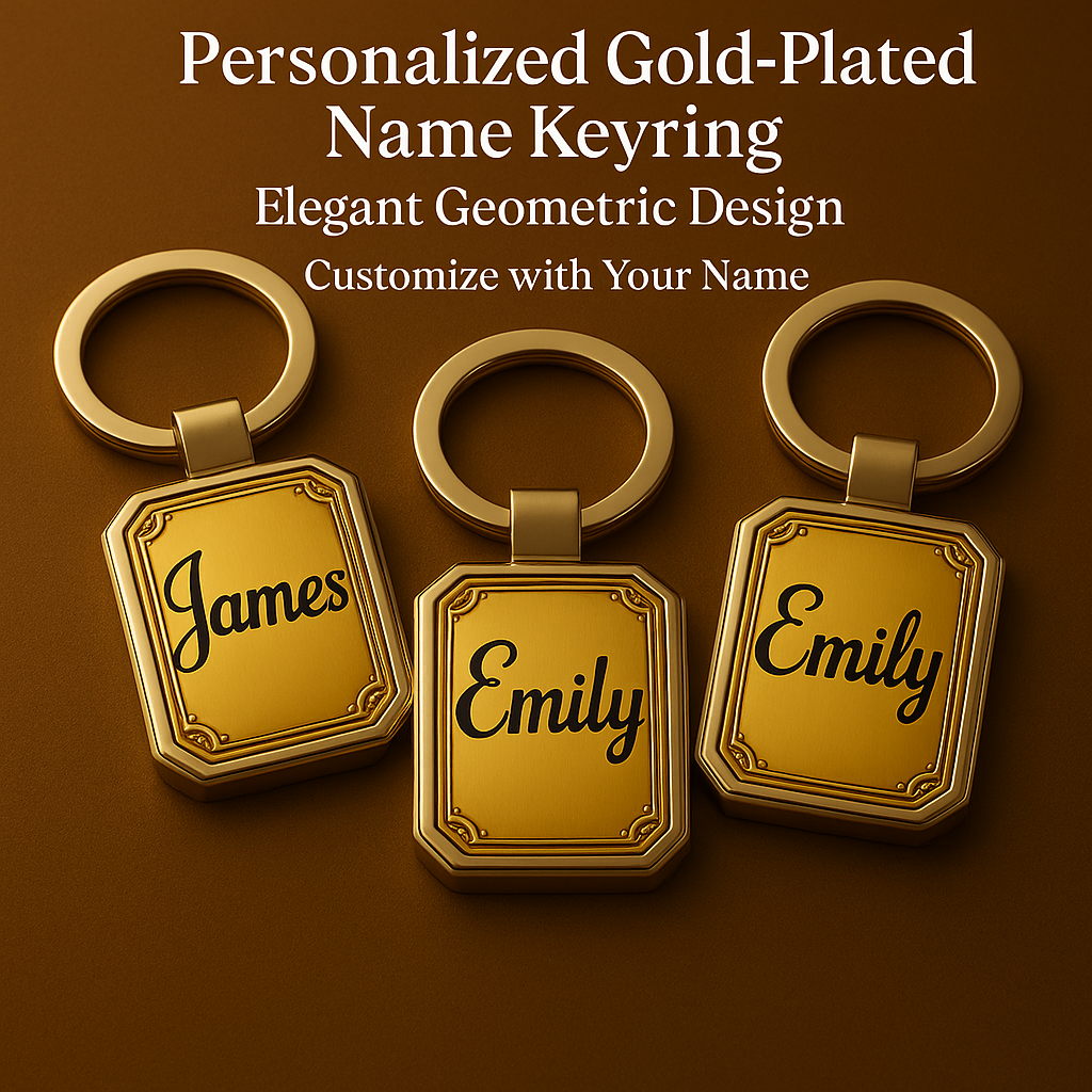 Personalised Gold-Plated Name Keyring – Customise With Your Name