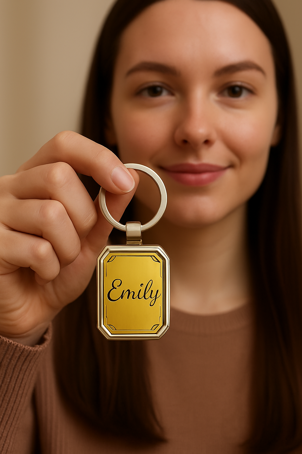Personalised Gold-Plated Name Keyring – Customise With Your Name