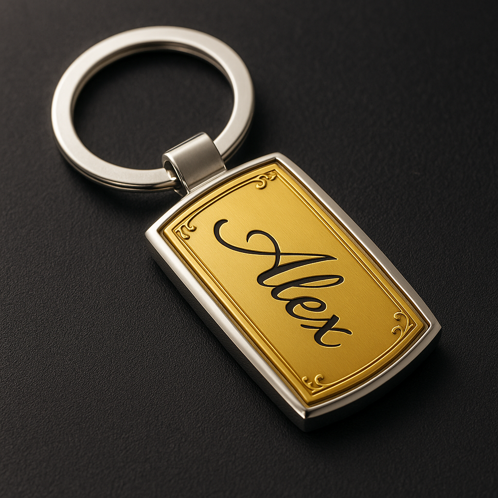 Personalised Gold-Plated Name Keyring – Customise With Your Name