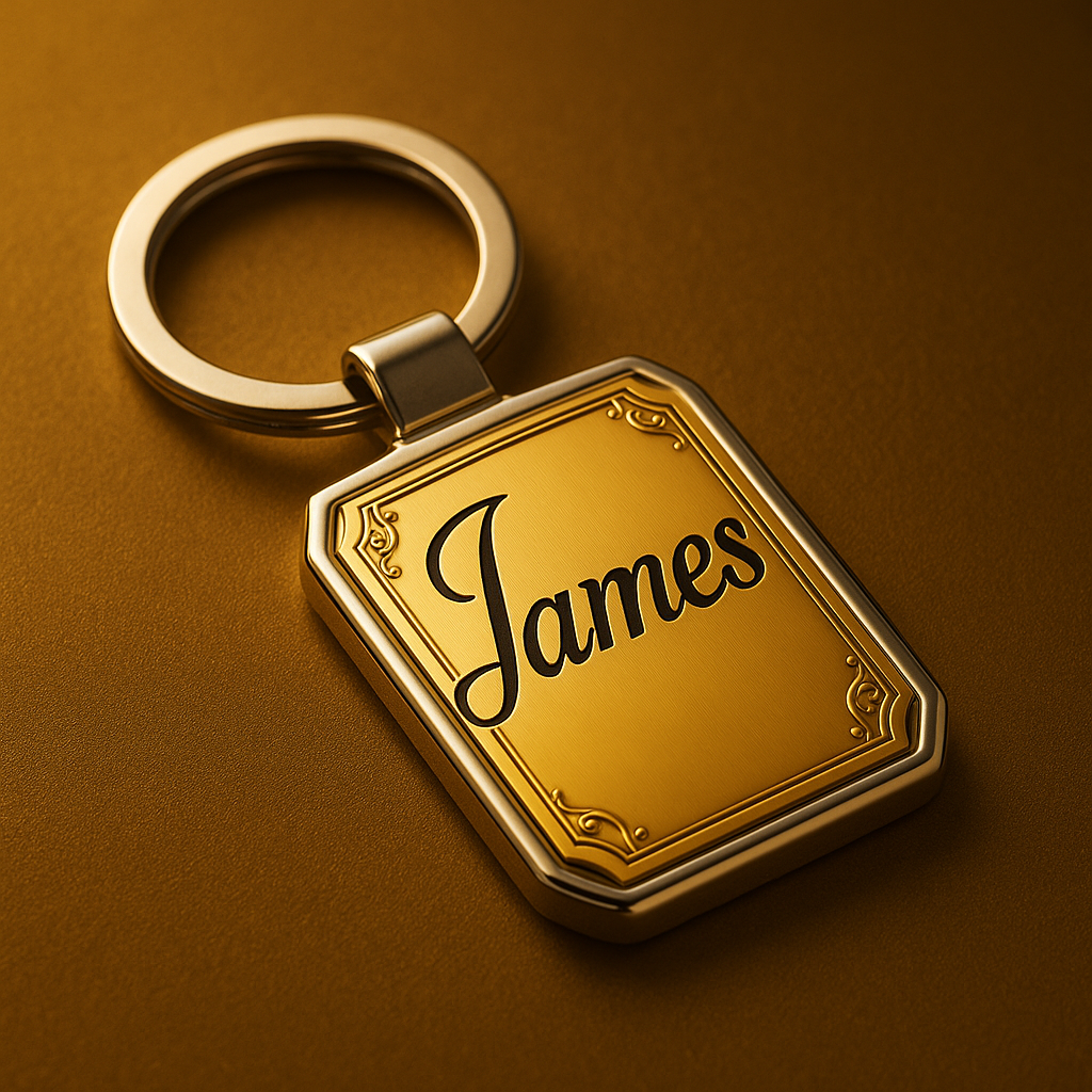 Personalised Gold-Plated Name Keyring – Customise With Your Name