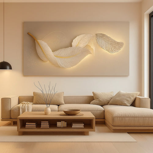 Luxury Feather Glow Canvas Wall Art - Premium Large Modern Print | Mafett