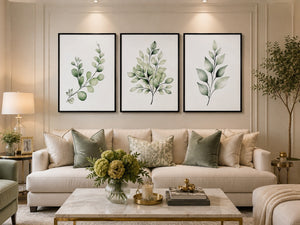Set of 3 Sage Green Botanical Framed Wall Art