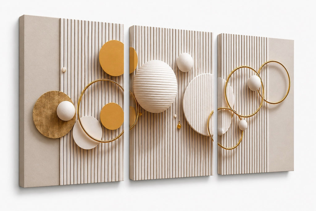 Luxury 2 Piece Abstract Pearl | Circle Canvas Wall Art