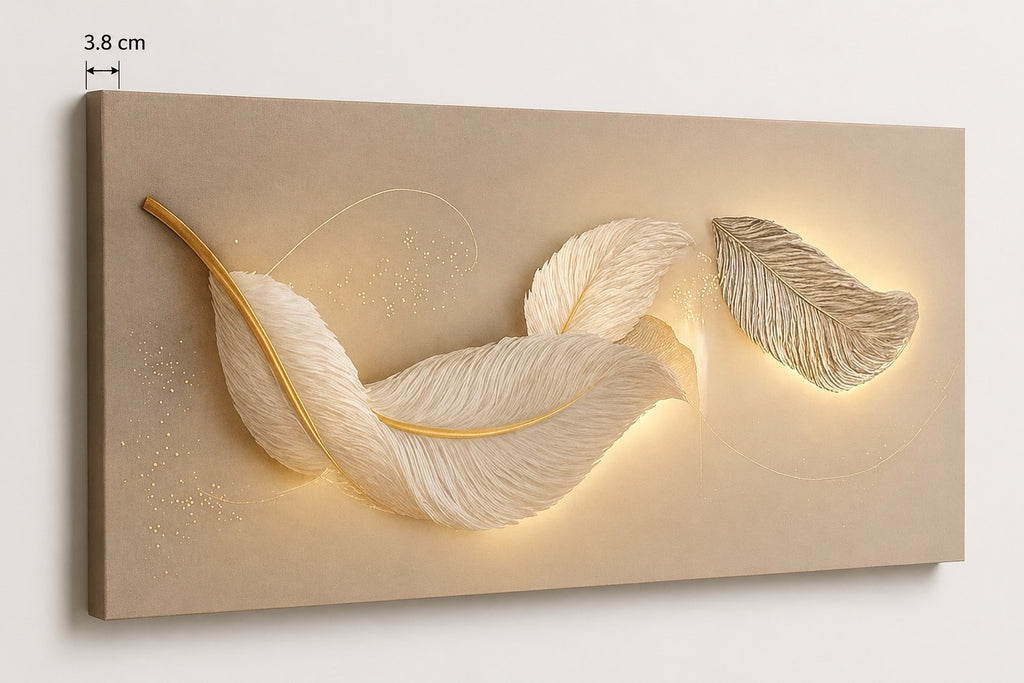 Luxury Feather Glow Canvas Wall Art - Premium Large Modern Print | Mafett