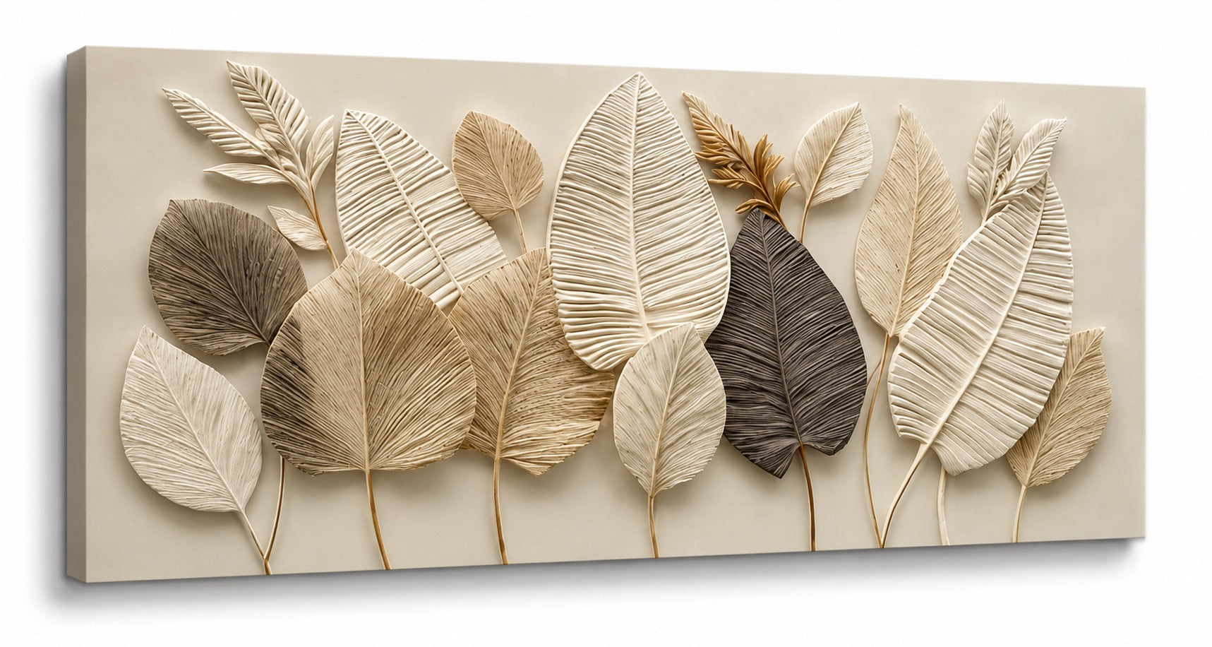 Extra Large Beige Leaf Canvas Wall Art