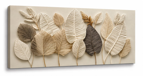 Extra Large Beige Leaf Canvas Wall Art