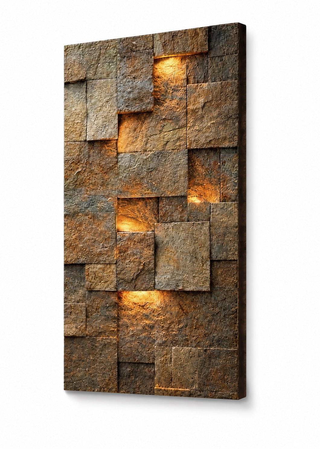 Stone Texture Effect Canvas Wall Art - Modern Geometric Architectural Print