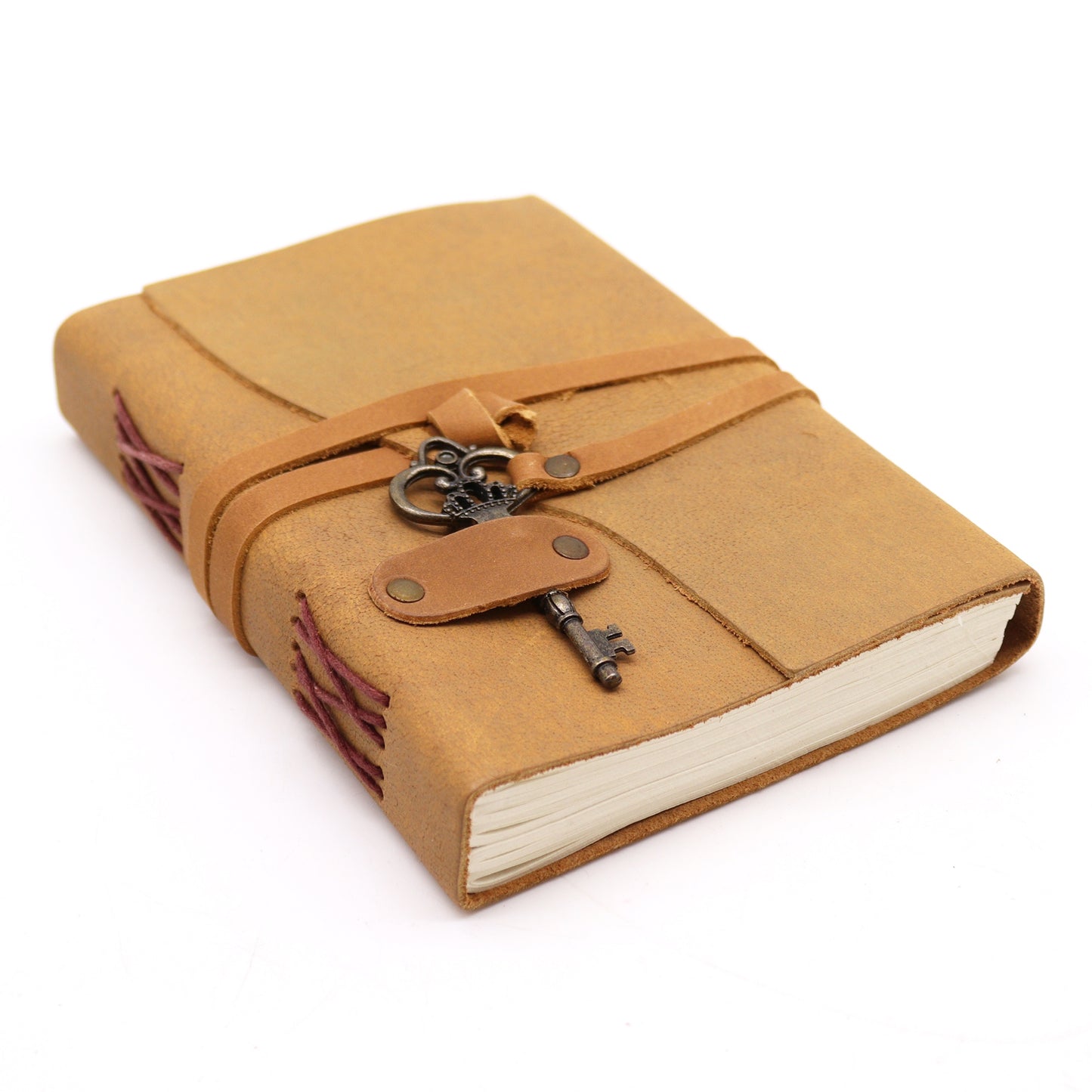 Mafett Oiled Tan Leather Journal with Key | 200 Pages, 13x18 cm | Single Piece Per Case