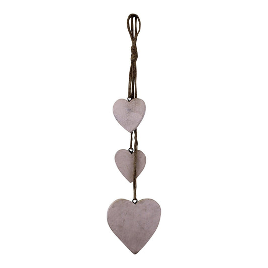 Three Hanging Wooden Heart Decoration, Light Wood ,Chic Accessory to any room in the home