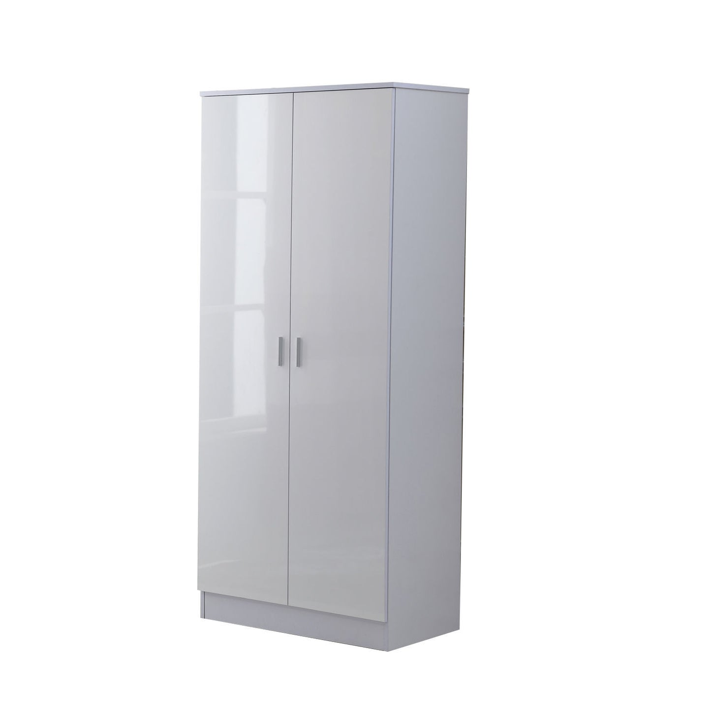 Richmond Tall White High-Gloss Wardrobe Set – 3-Piece with Chest & 7-Drawer Bedside Table