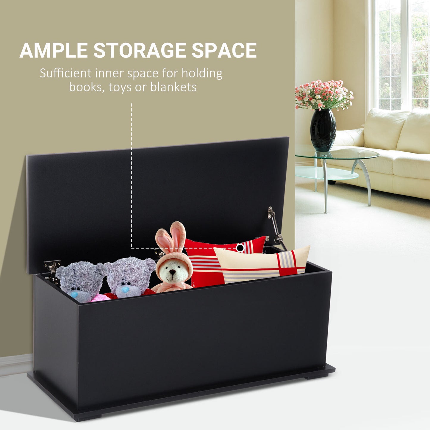 Mafett Ottoman Storage Box Chest Cabinet Keepsake With Lid Chipboard Black