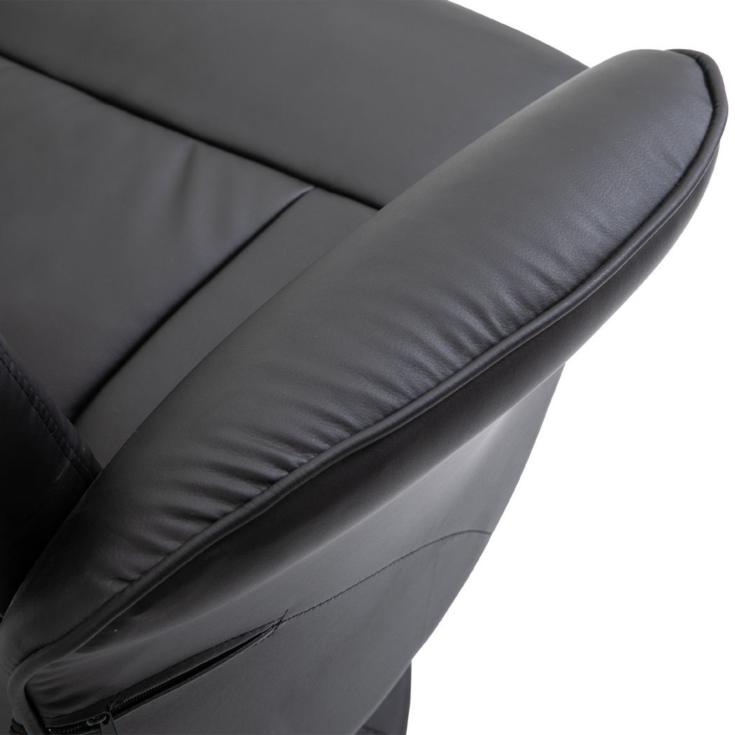 Mafett 2 Pcs Reclining Armchair Ottoman 360 Swivel Home Furniture PU Leather Black