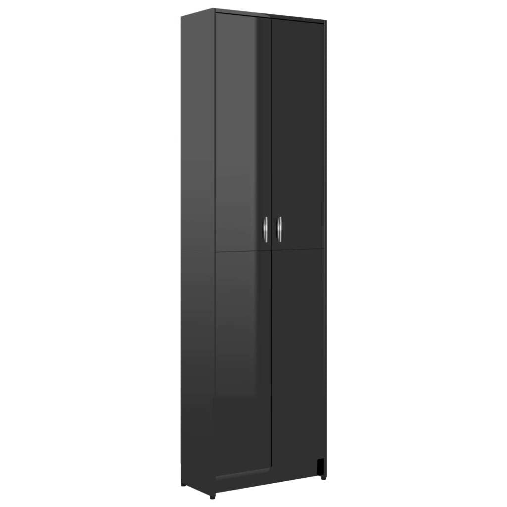 Mafett Hallway Wardrobe – Sleek High Gloss Black Finish, 55x25x189 cm, Durable Engineered Wood