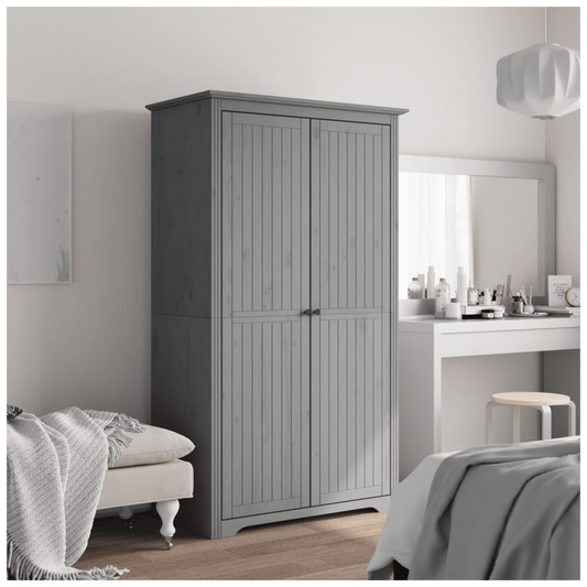 Mafett BODO Grey Wardrobe – 101x52x176.5 cm, Solid Pine Wood