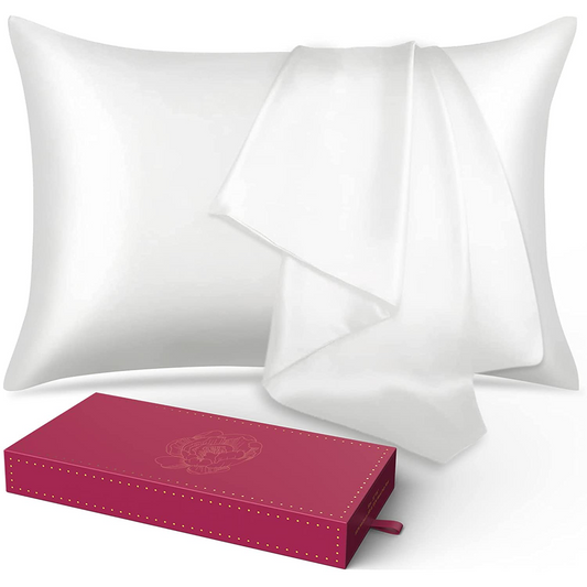 Lacette Silk Pillowcase 2 Pack for Hair and Skin, 100% Mulberry Silk, Double-Sided Silk Pillow Cases with Hidden Zipper (white, Standard size 20" x 26")