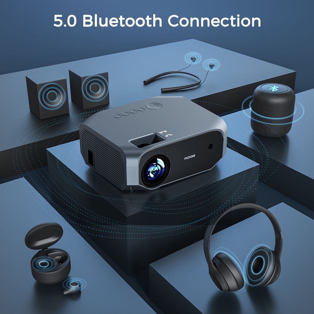 Projector with 5G WiFi and Bluetooth, 10000L Native 1080P Portable Outdoor Video Projector 4K Supported, Home Theater Movie Projector with Screen for Phone/PC/TV Stick/PS5