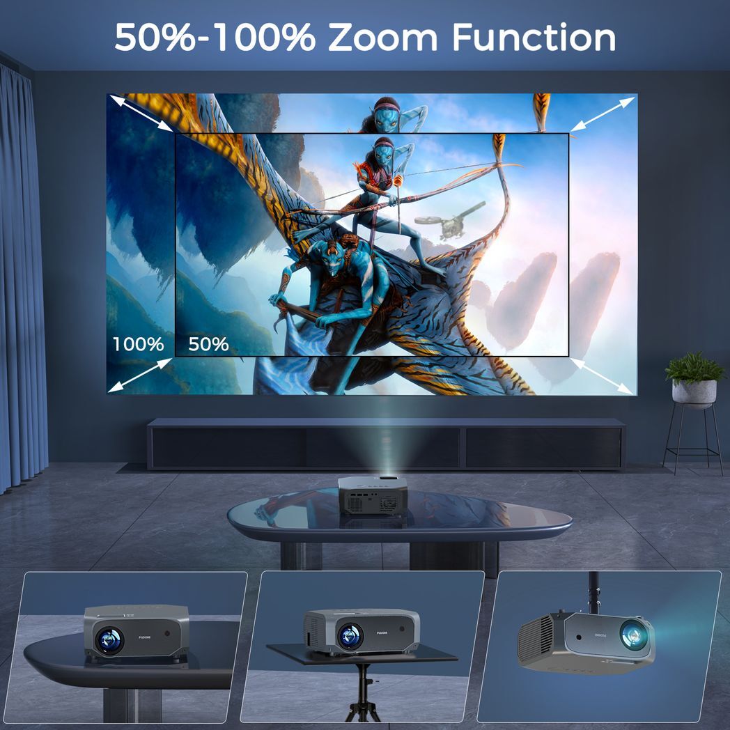 Projector with 5G WiFi and Bluetooth, 10000L Native 1080P Portable Outdoor Video Projector 4K Supported, Home Theater Movie Projector with Screen for Phone/PC/TV Stick/PS5