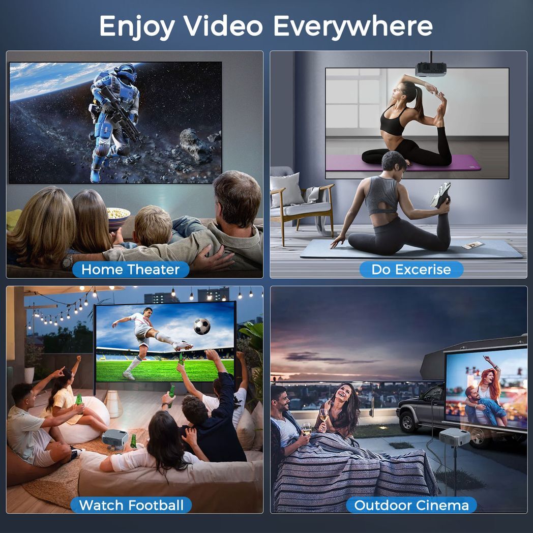 Projector with 5G WiFi and Bluetooth, 10000L Native 1080P Portable Outdoor Video Projector 4K Supported, Home Theater Movie Projector with Screen for Phone/PC/TV Stick/PS5