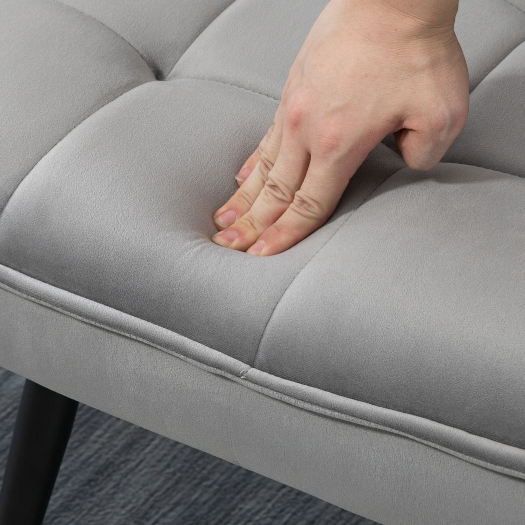 Mafett Armless Accent Chair with Footstool Set with Pillow and Steel Legs Grey