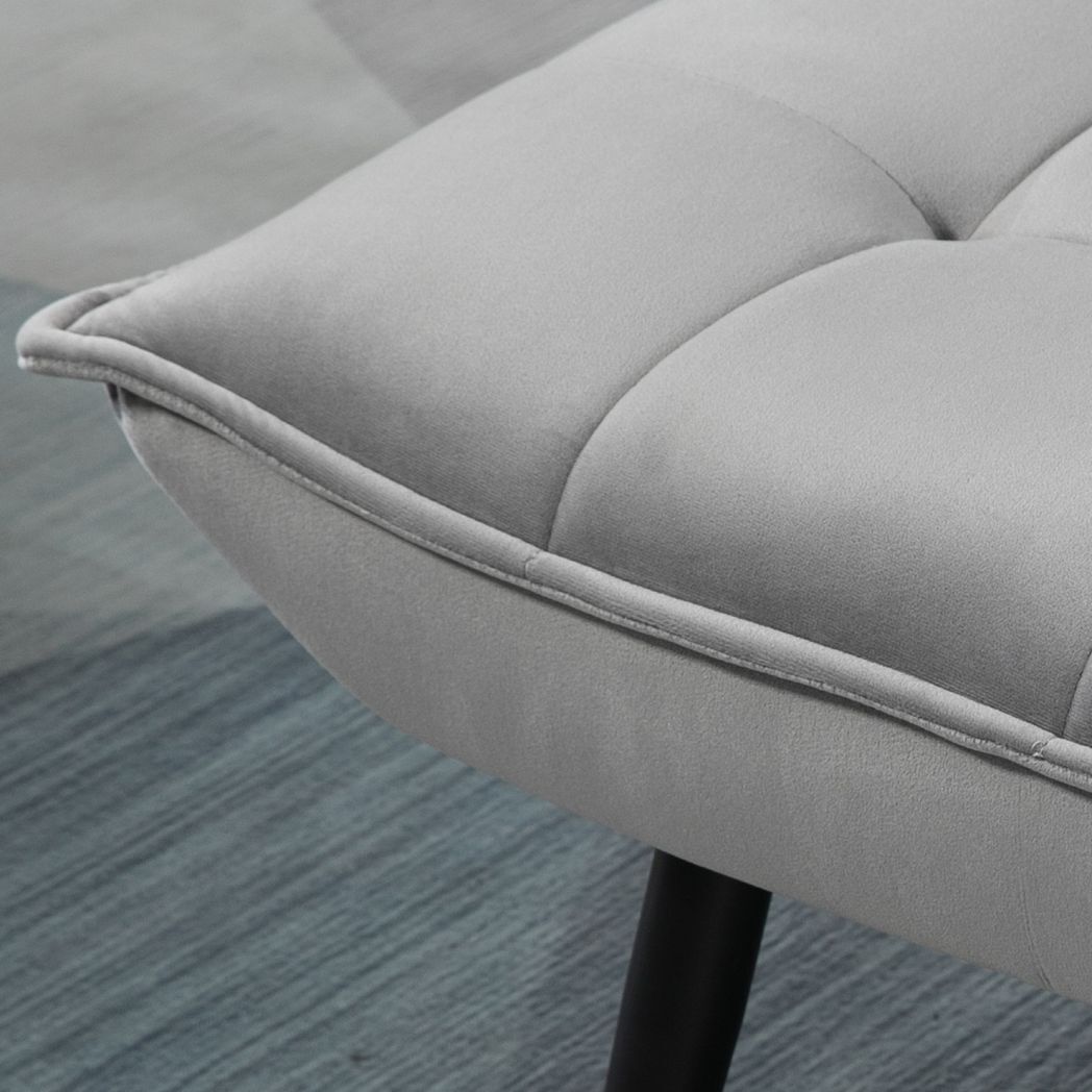 Mafett Armless Accent Chair with Footstool Set with Pillow and Steel Legs Grey