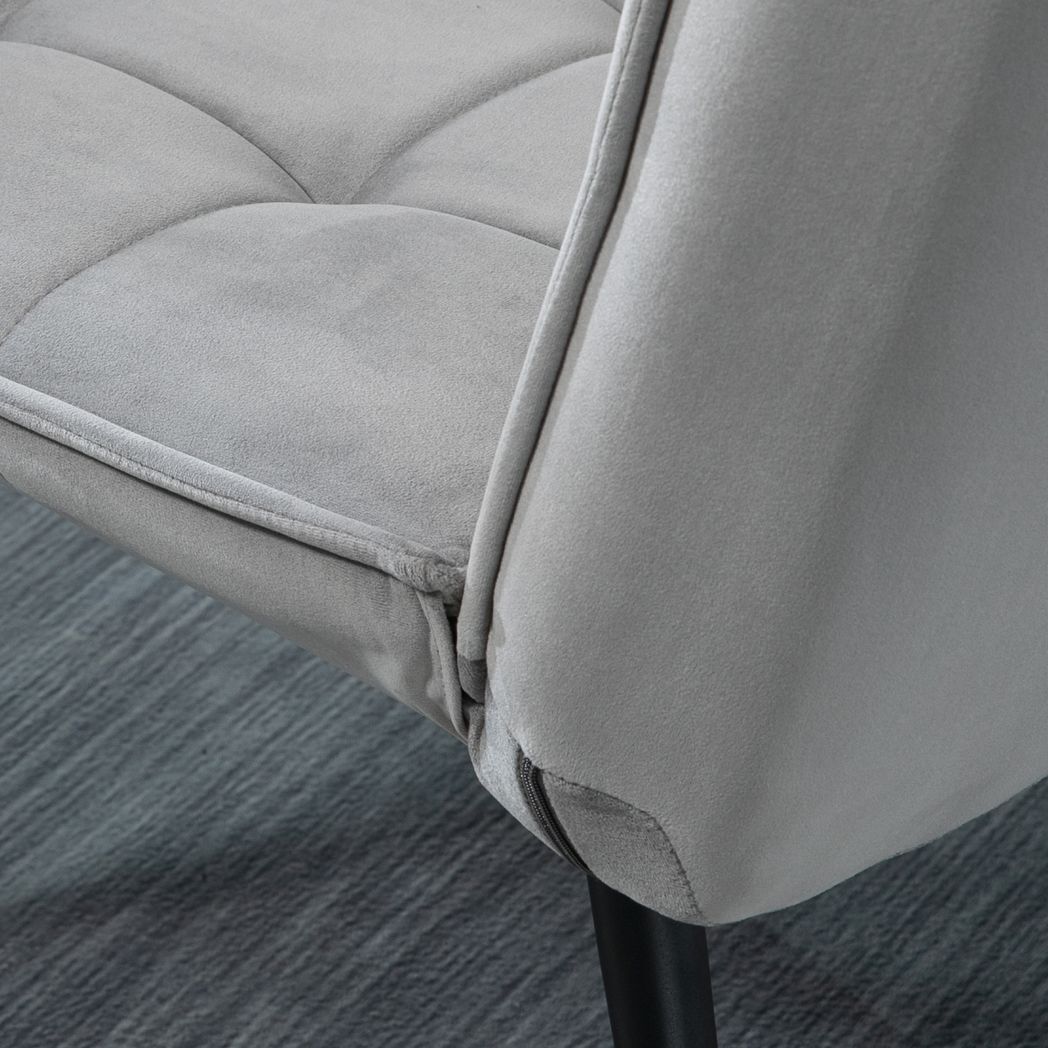 Mafett Armless Accent Chair with Footstool Set with Pillow and Steel Legs Grey