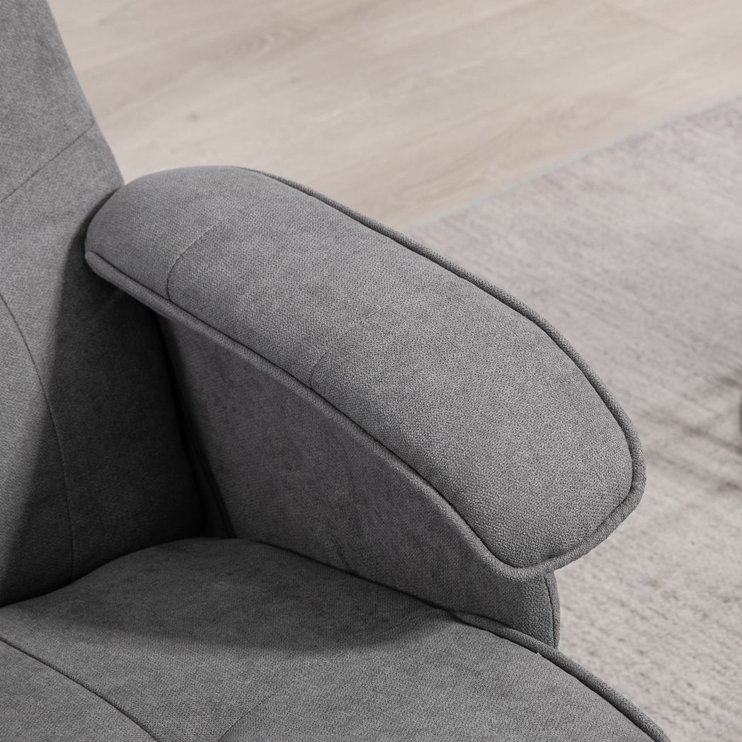 Mafett Swivel Recliner Chair and Footstool Linen-touch Fabric Wooden Base, Grey