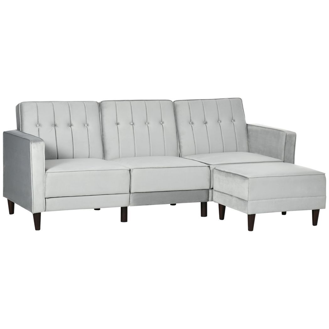 Naomi Upholstered Sofa Bed Reversible Sectional Sofa Set Velvet-Touch Sleeper