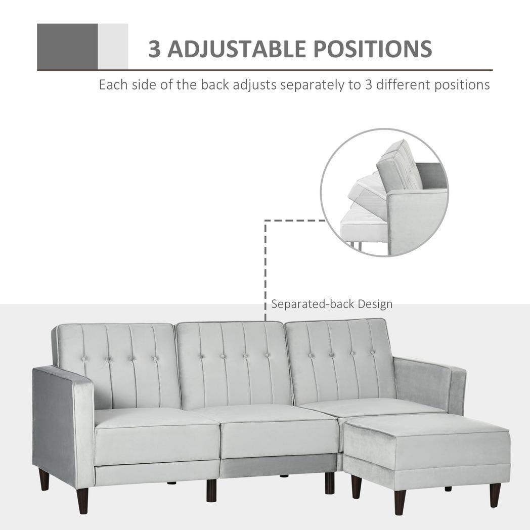 Naomi Upholstered Sofa Bed Reversible Sectional Sofa Set Velvet-Touch Sleeper
