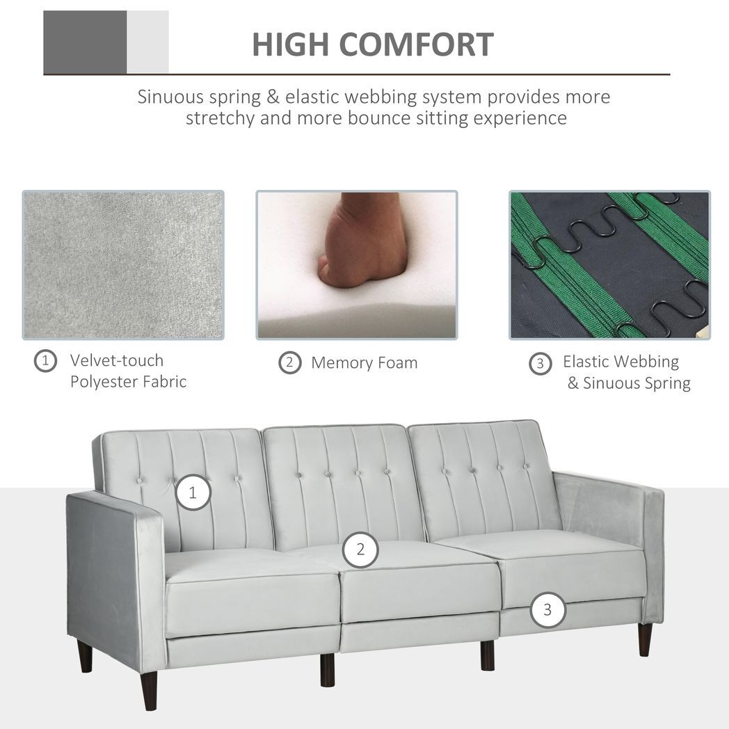 Naomi Upholstered Sofa Bed Reversible Sectional Sofa Set Velvet-Touch Sleeper