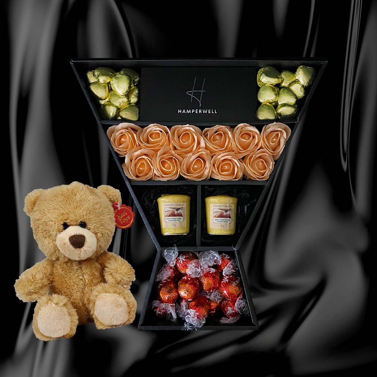 Mafett Lindt Lindor & Yankee Candle Signature Chocolate Bouquet With Peach Roses