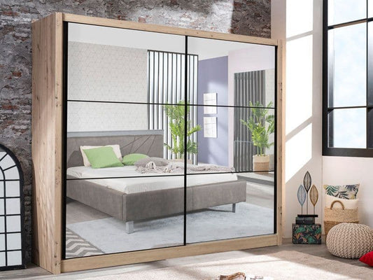 Sierra Artisan Oak Effect Full Mirrored Sliding Door Wardrobe